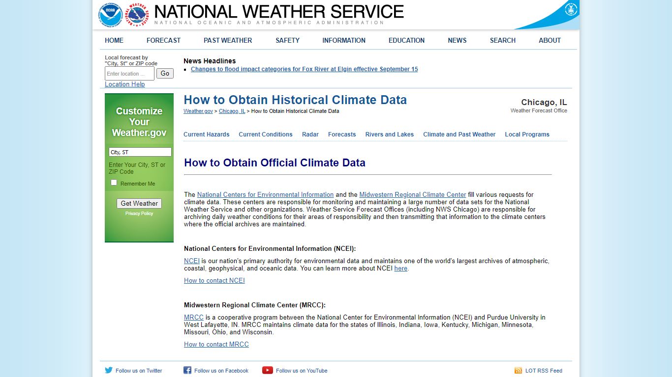 How to Obtain Historical Climate Data - National Weather Service