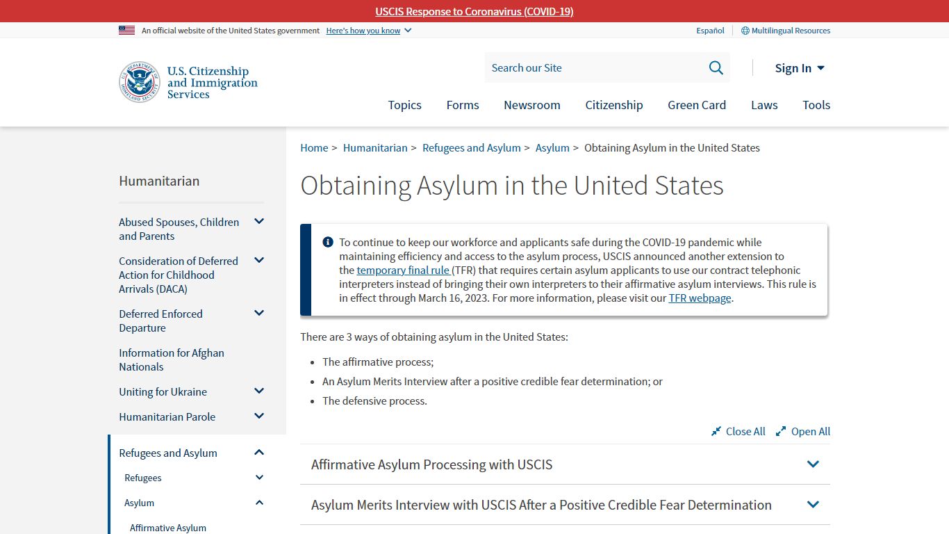 Obtaining Asylum in the United States | USCIS